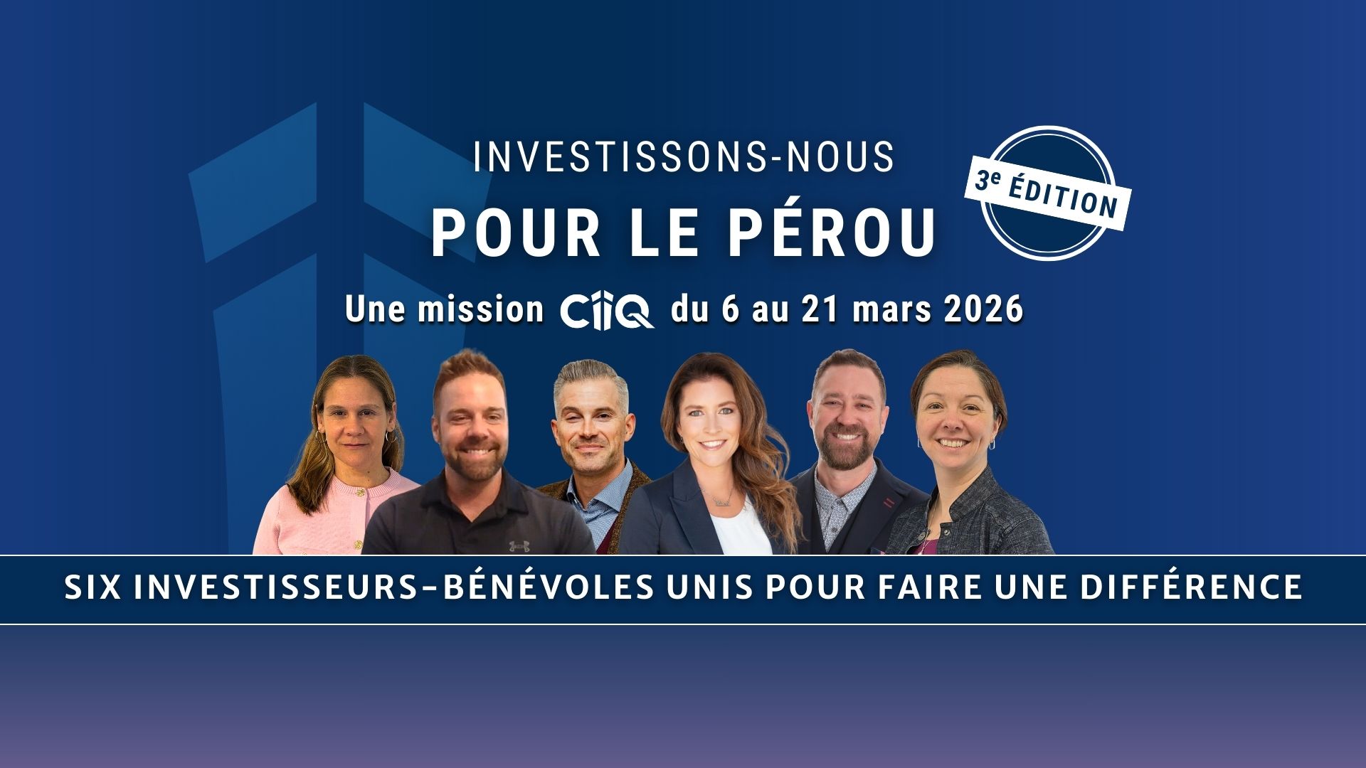 Paysage péruvien et photo des membres de l'équipe